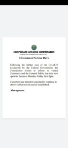 CAC EXTENDS SERVICE DAYS AS LOCKDOWN EASES